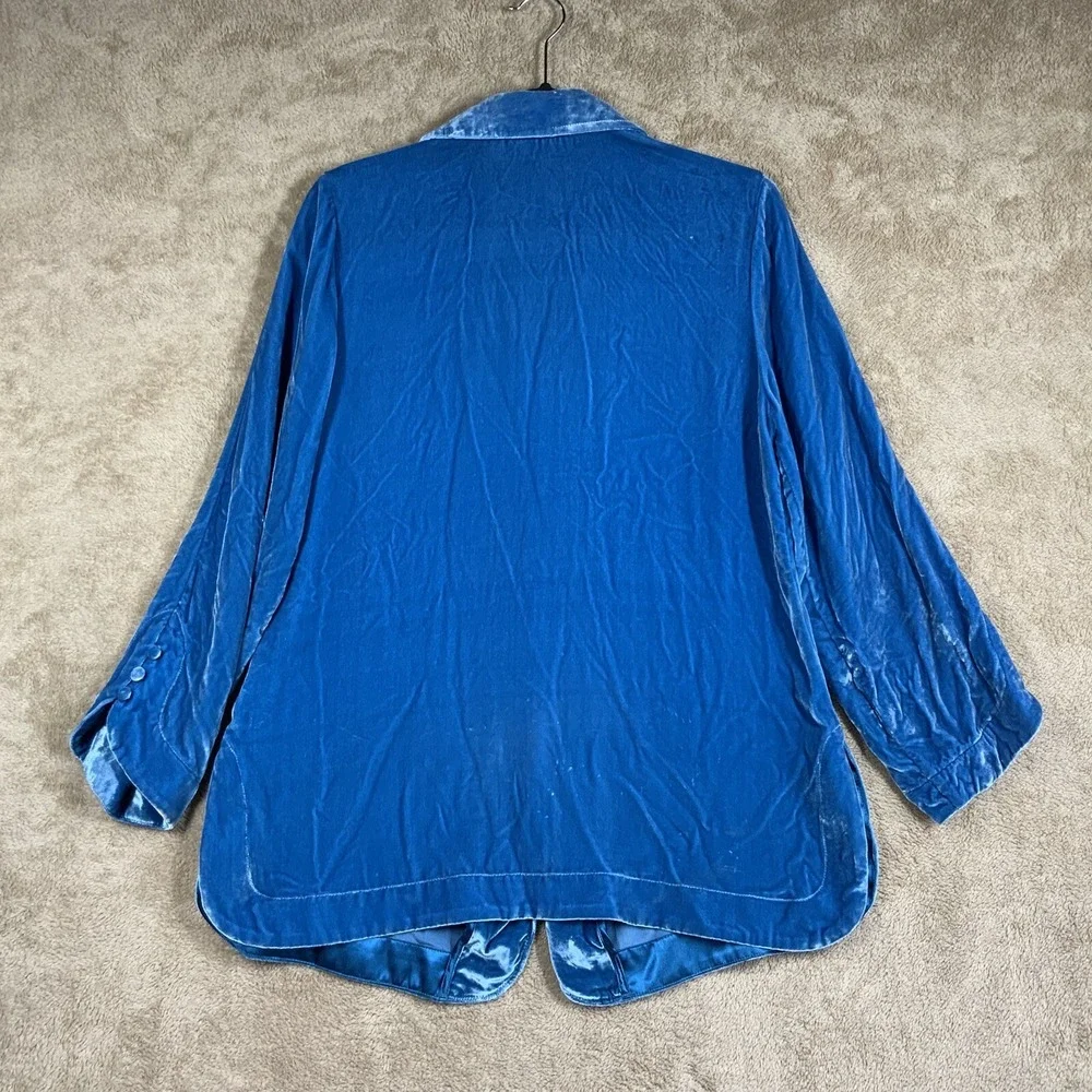 Soft Surroundings Velvet Tunic Top Sz S Peacock Blue Button Boho Whimsigoth EUC - Picture 9 of 9